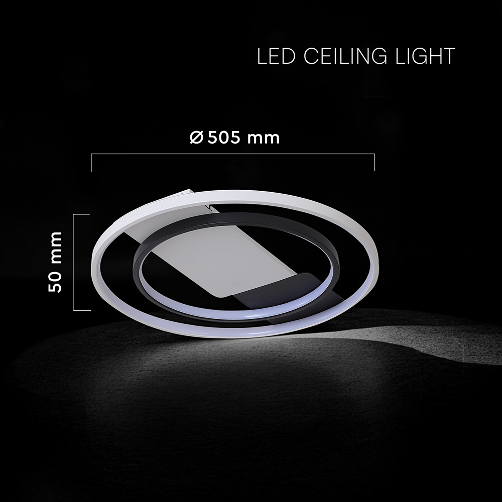 36W LED Decorative Ceiling Lamp (f505*50mm) CCT3IN1 White+Black With IR Remote Control