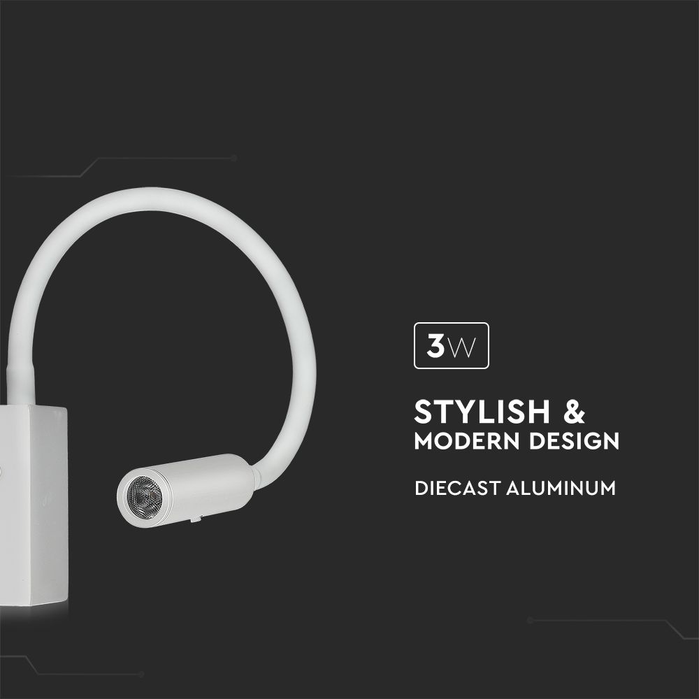 Applique da Hotel per Lettura LED 3W Colore Bianco