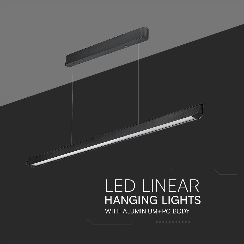 36W LED Linear Hanging Suspension Light Diffuser Plate Type-CCT:3IN1 - Black img 2