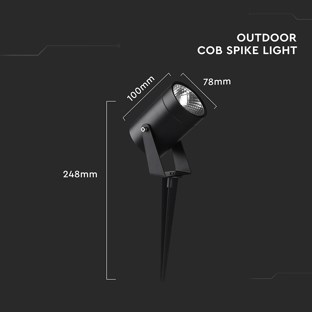 10W LED Spike Light Aluminum Black Body IP65 4000K