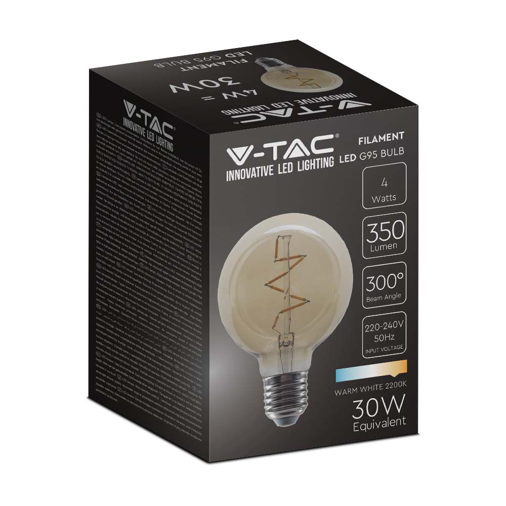 LED - 4W Filament E27 G95 Amber 2200K