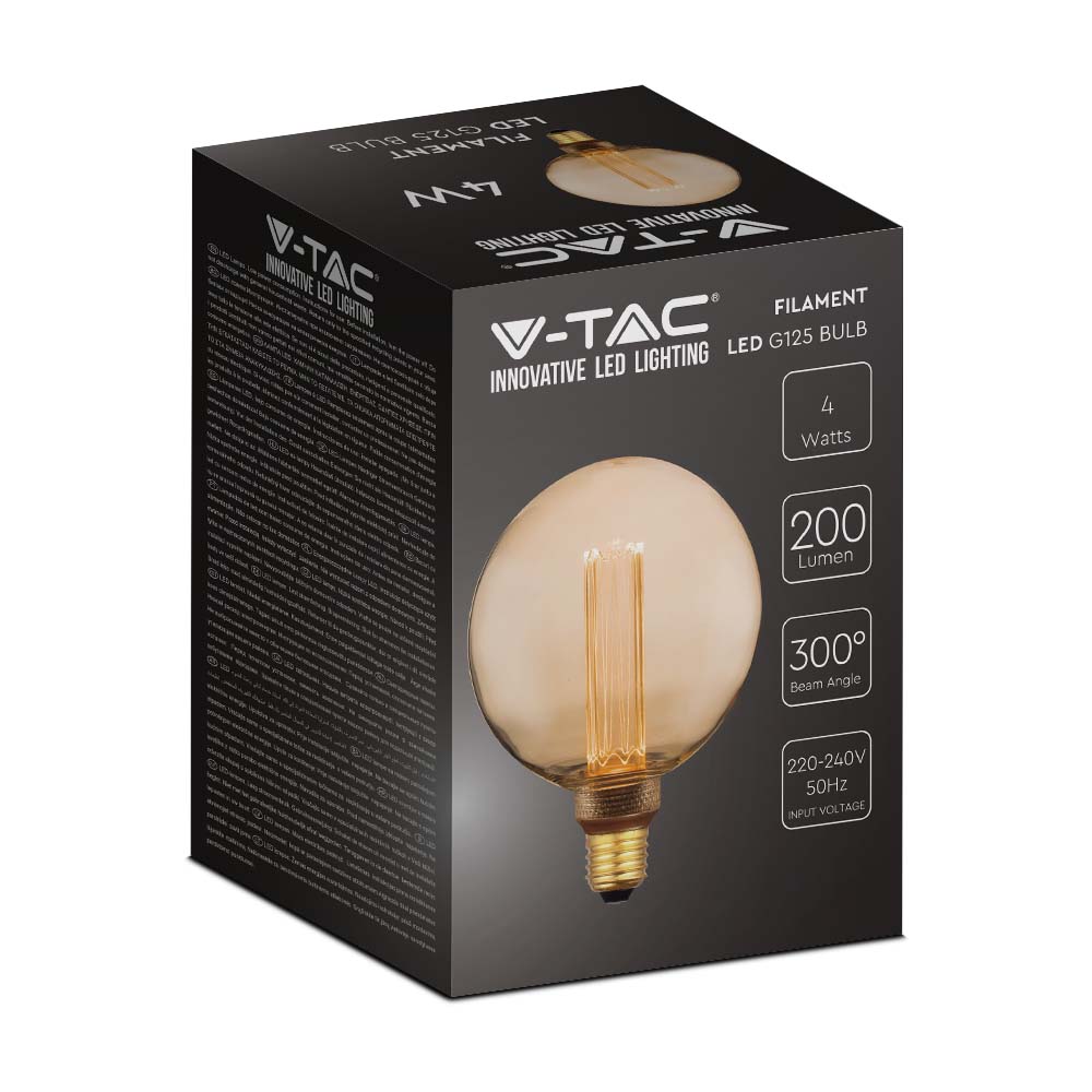 LED - 4W Filament E27 G125 Amber ART 1800K