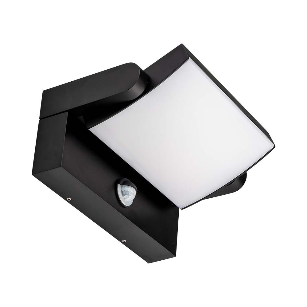 20W LED Wall Light Sensor Black Body 3000K IP65