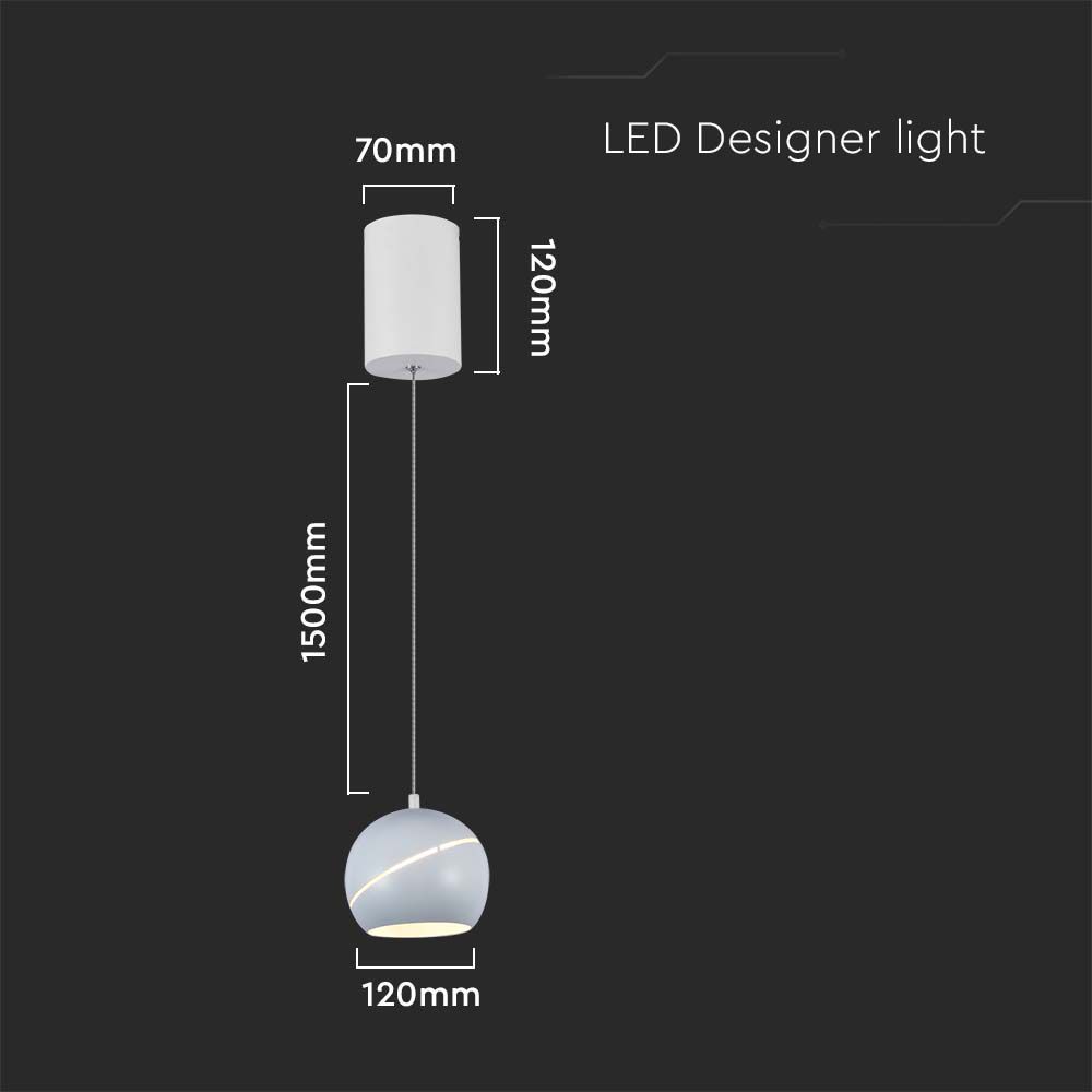 Lampadario LED a Sospensione 8.5W a Forma di Campana Colore Bianco d: 18cm 3000K
