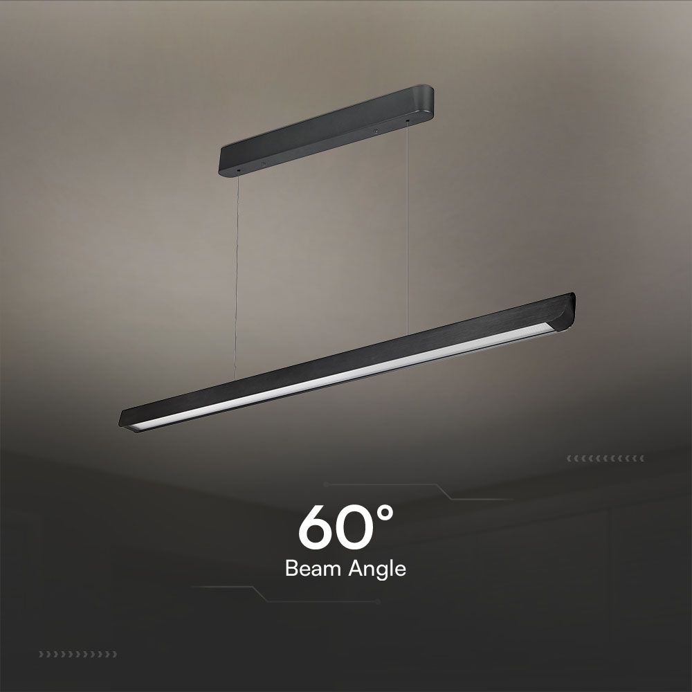 36W LED Linear Hanging Suspension Light Diffuser Plate Type-CCT:3IN1 - Black img 3