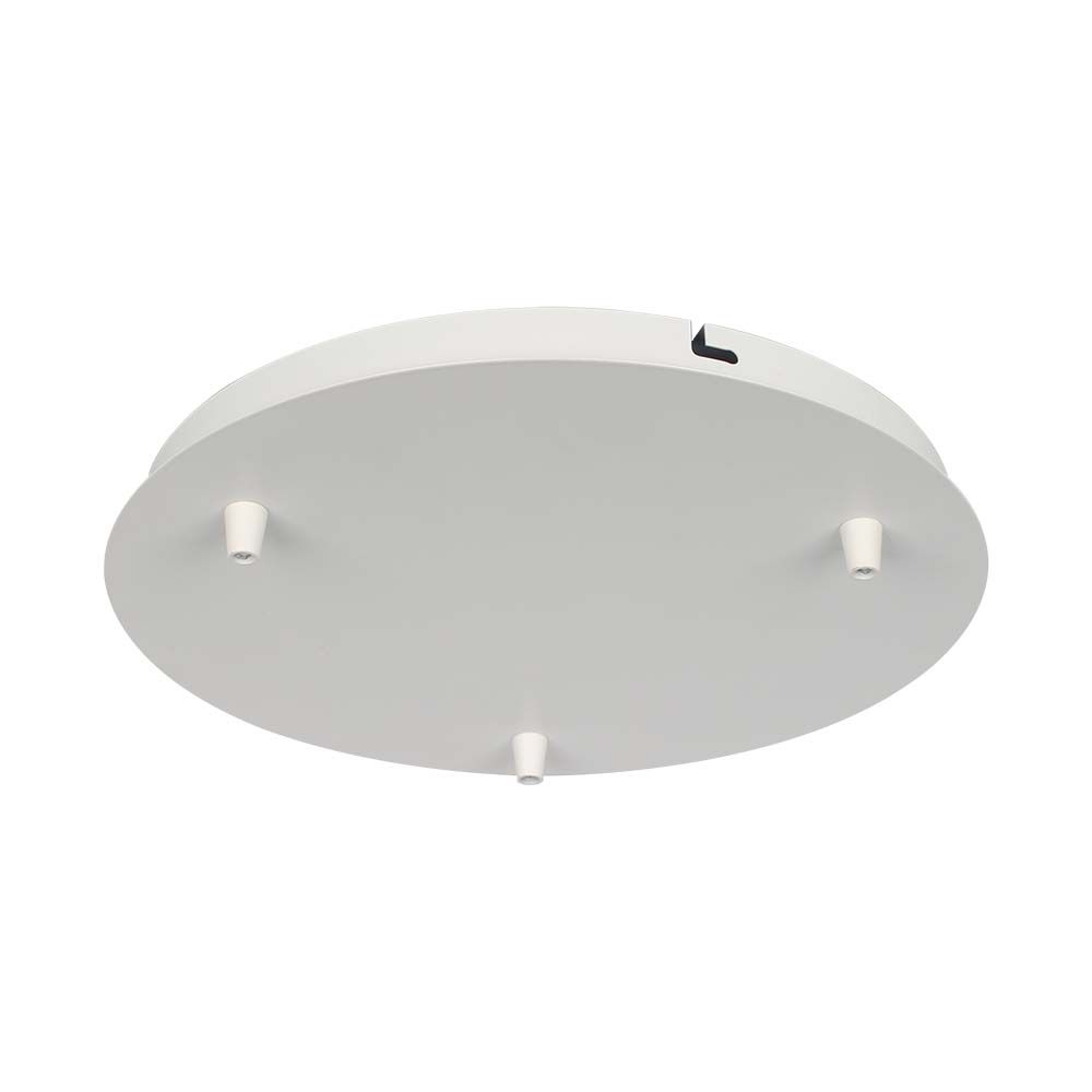 Rosone per Lampadario in Acciaio d:300*h:25mm con 3 Fori Colore Bianco Opaco