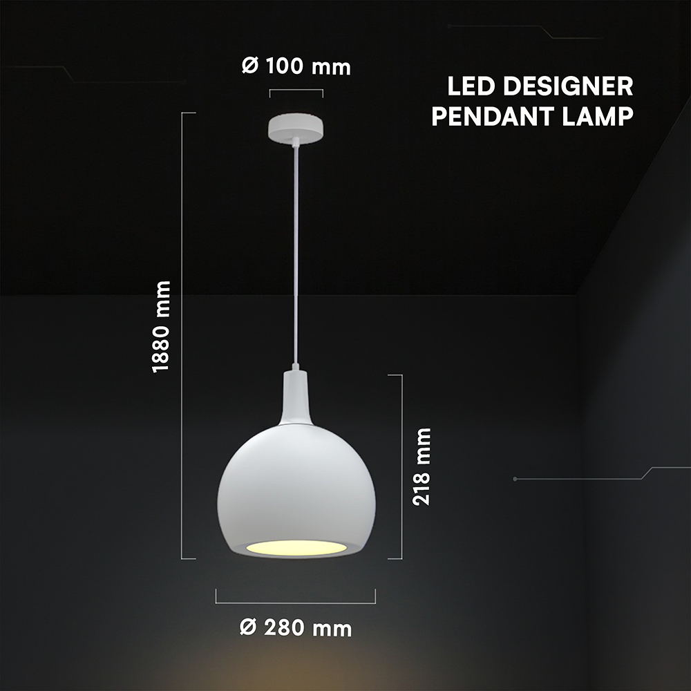 E27 Decorative Hanging Lamp (D280*H218mm) White Body