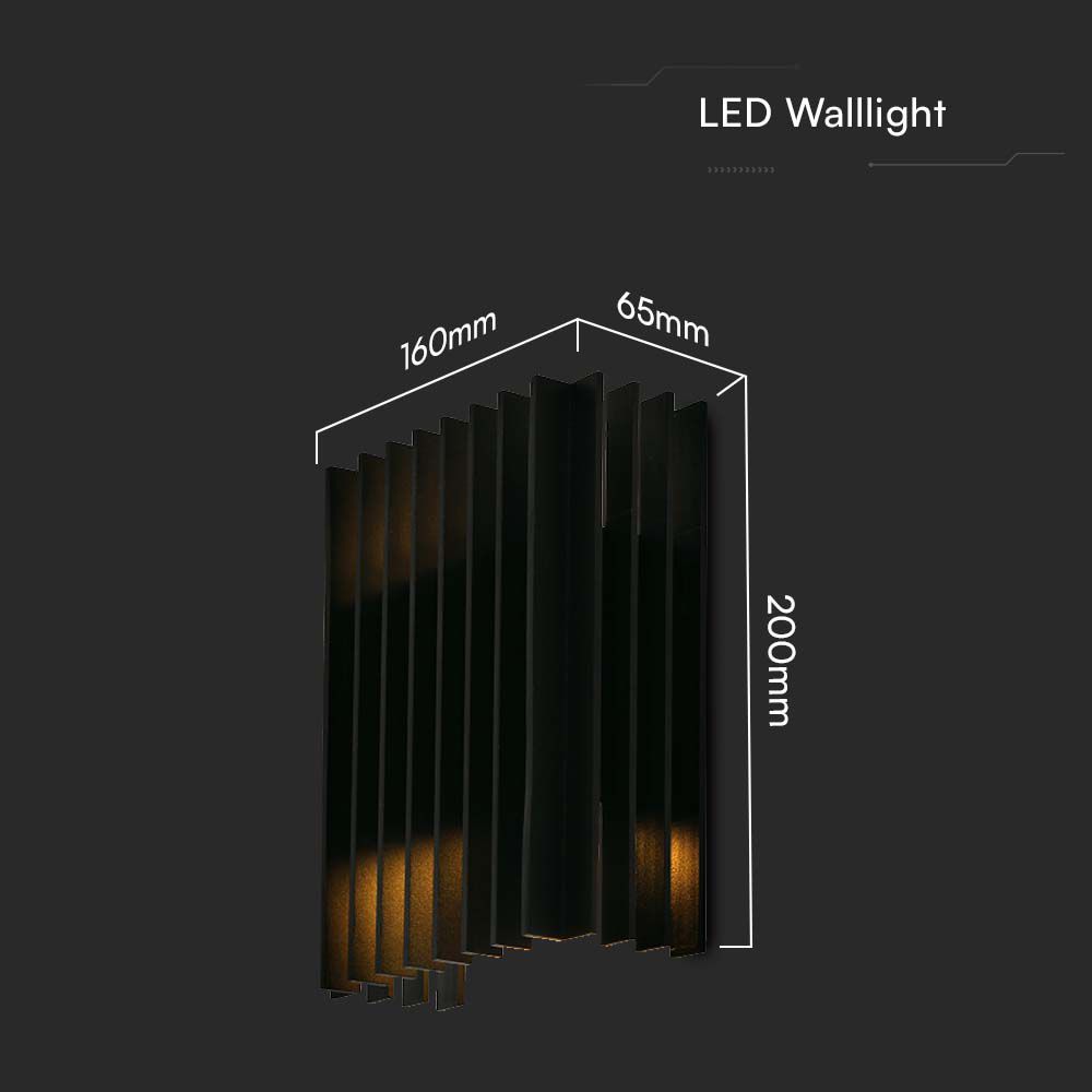 2*6W LED Outdoor Wall Light (W141*D65*H200mm) 3000K Black Body IP65
