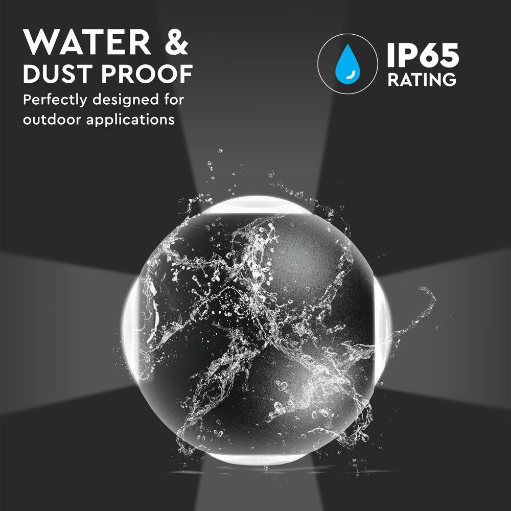 4W LED Wall Light Black Body Round 4000K IP65 img 1