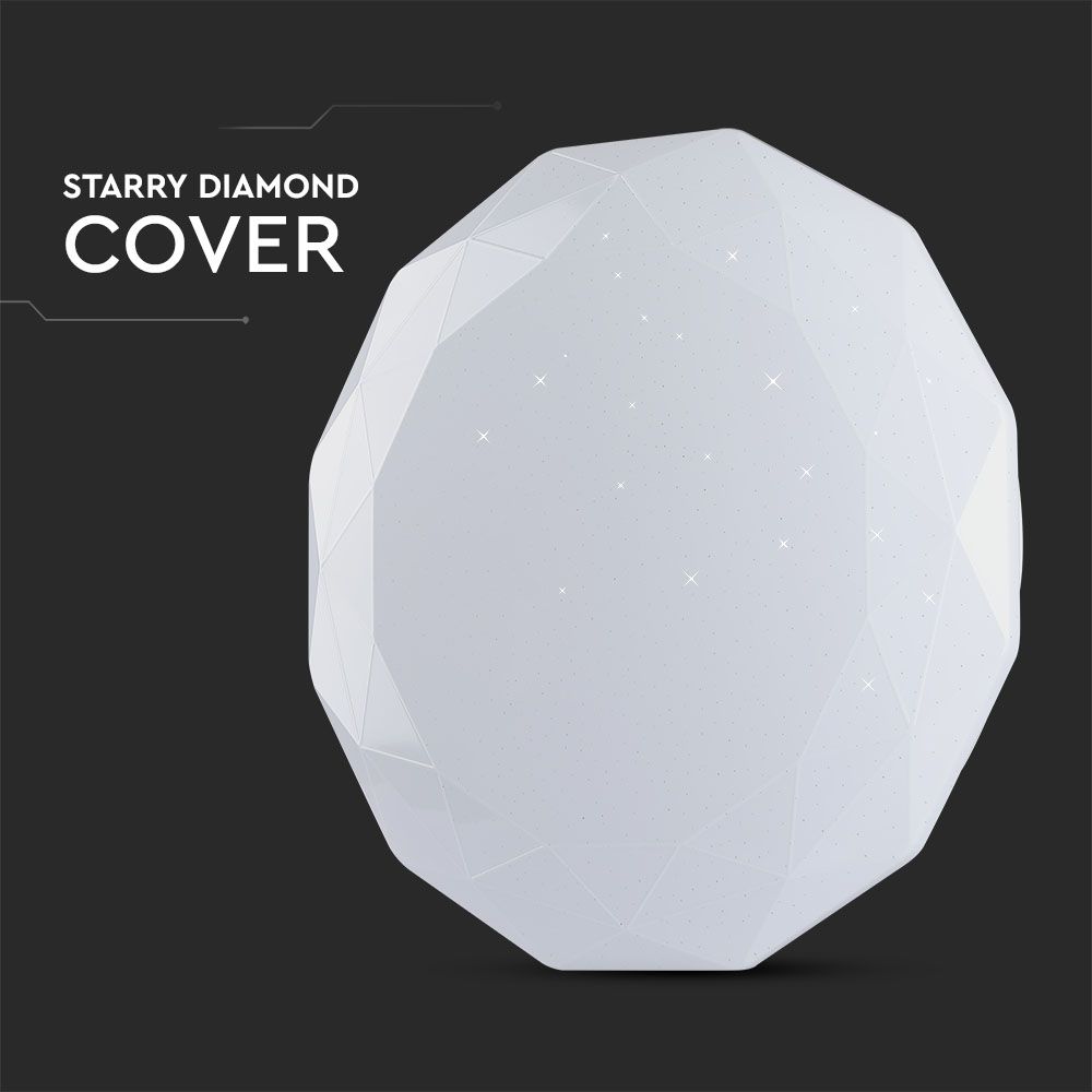 Plafoniera LED Rotonda con Telecomando Cambia Colore 3 in 1 a Diamante d: 500mm h: 75mm Dimmerabile