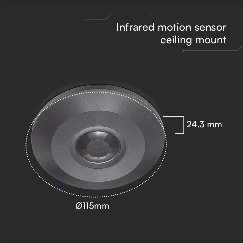 PIR Ceiling Sensor Flat Full Black