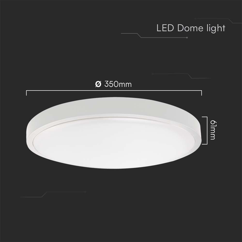 36W LED Dome Light Round White Frame 4000K IP44