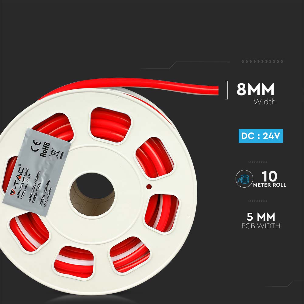 LED Neon Flex 24V Rosso IP65 10m img 3