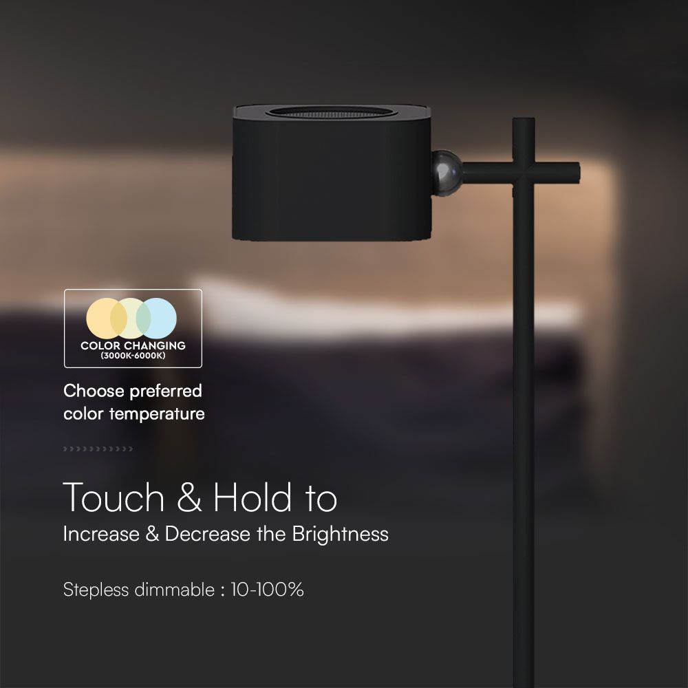 3W LED Magnetic Table Lamp With Battery 1800mAh CCT: 3IN1 Black Body img 1