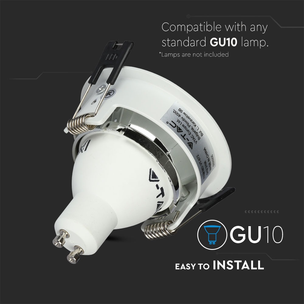 GU10 Fitting Bianco, Chorme Rotonda img 1