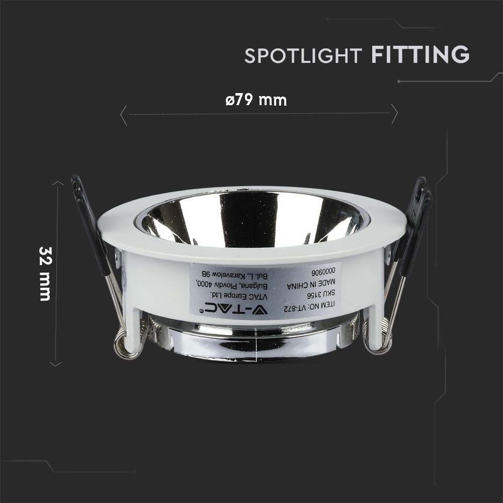 GU10 Fitting Bianco, Chorme Rotonda