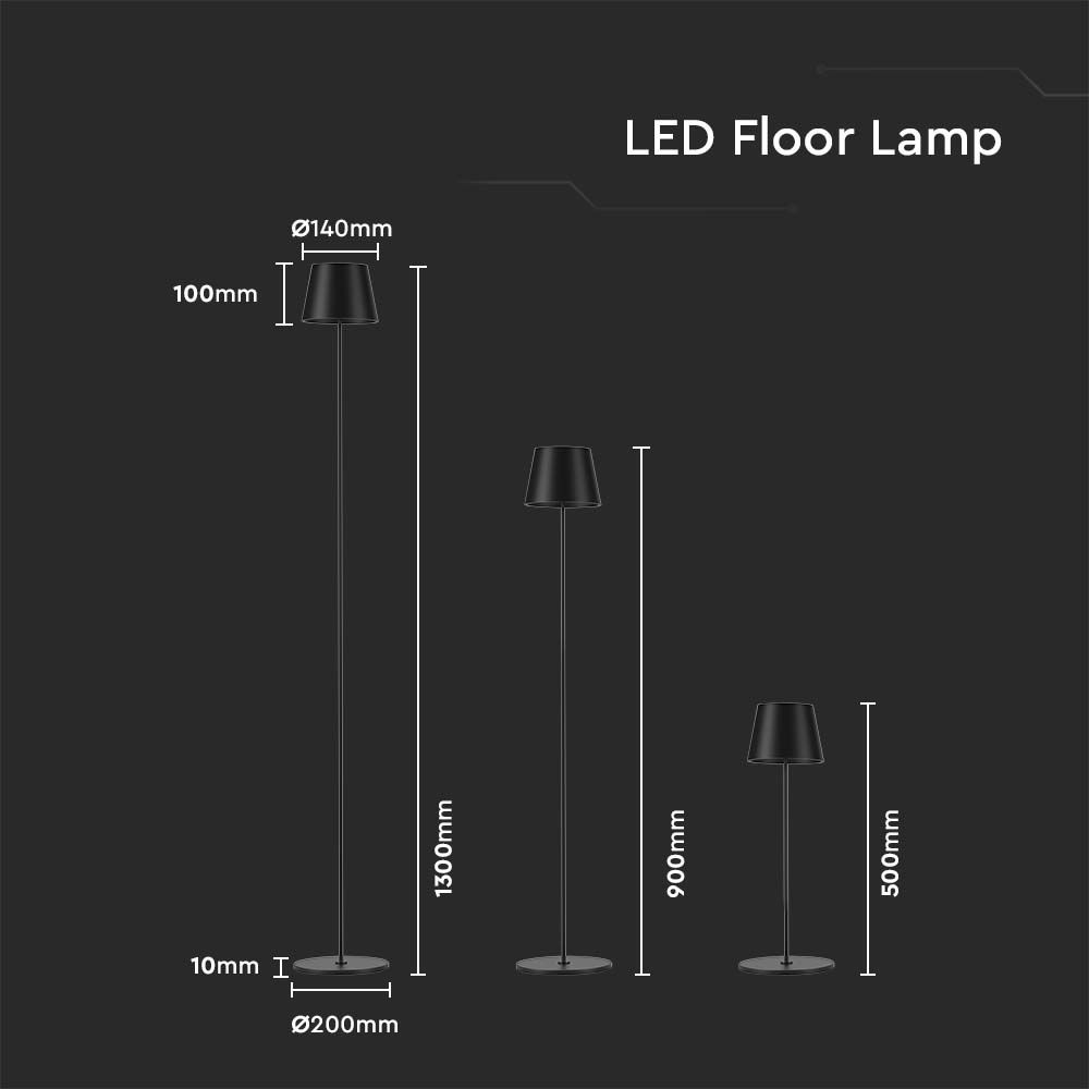 Piantana LED 4W Colore Nero in Alluminio con Touch Dimenabile Altezza regolabile 3in1