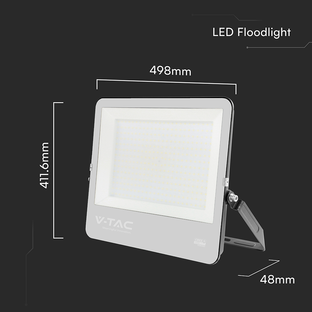 300W LED Floodlight CREE CHIP Black Body Grey Glass 4000K 135LM/W