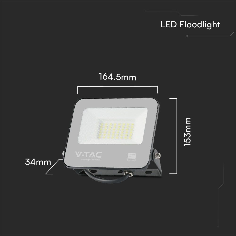 30W LED Floodlight SMD SAMSUNG CHIP 1m Wire Black Body White Frosted Glass 4000K