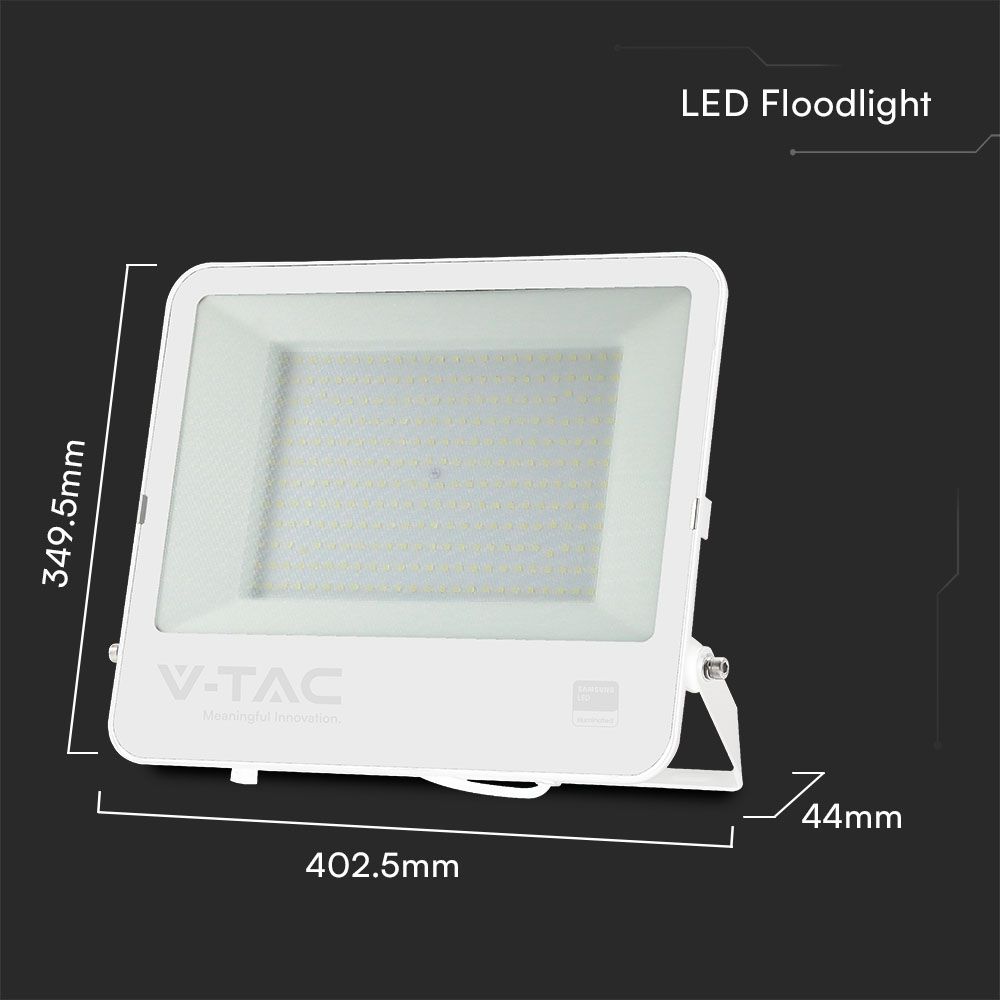 200W LED Floodlight SMD SAMSUNG CHIP 1m White Black Body White Frosted Glass 6400K