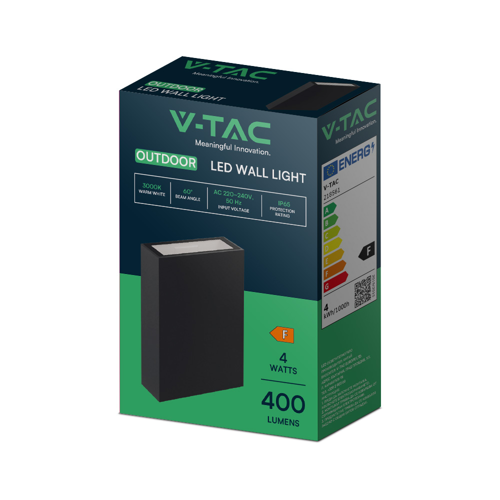 4W LED Wall Light Black 3000K