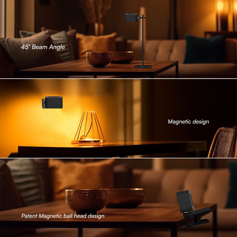 3W LED Magnetic Table Lamp With Battery 1800mAh CCT: 3IN1 Black Body img 3