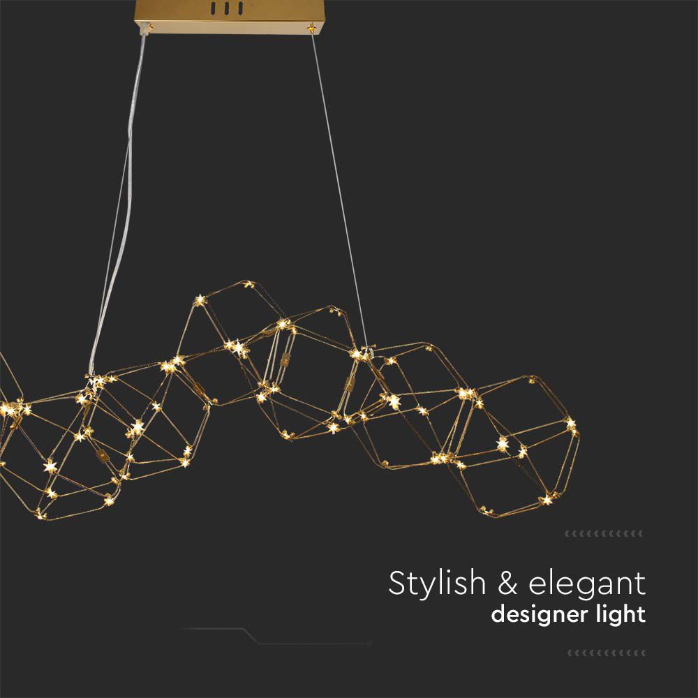 LAMPADA A SOSPENSIONE DECORATIVA A LED 28W (L94,5*L32,5*A120CM) CORPO IN ORO 3000K img 1