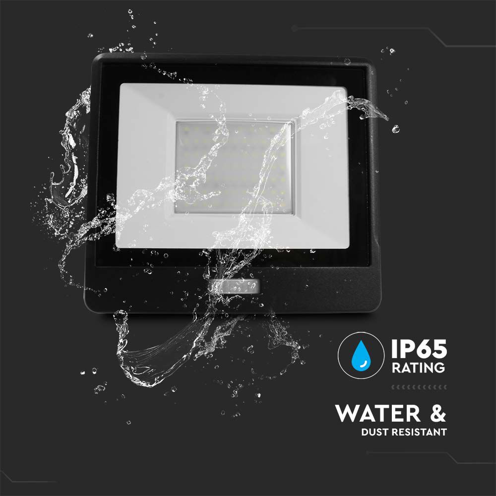 50W LED PIR Sensor Floodlight SAMSUNG CHIP Black Body 6400K 1M Cable img 3