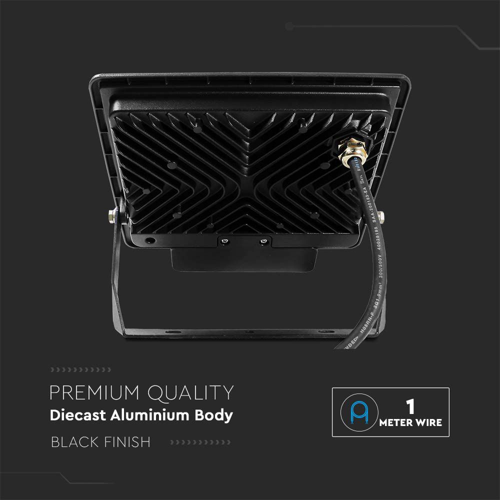 50W LED PIR Sensor Floodlight SAMSUNG CHIP Black Body 6400K 1M Cable img 4