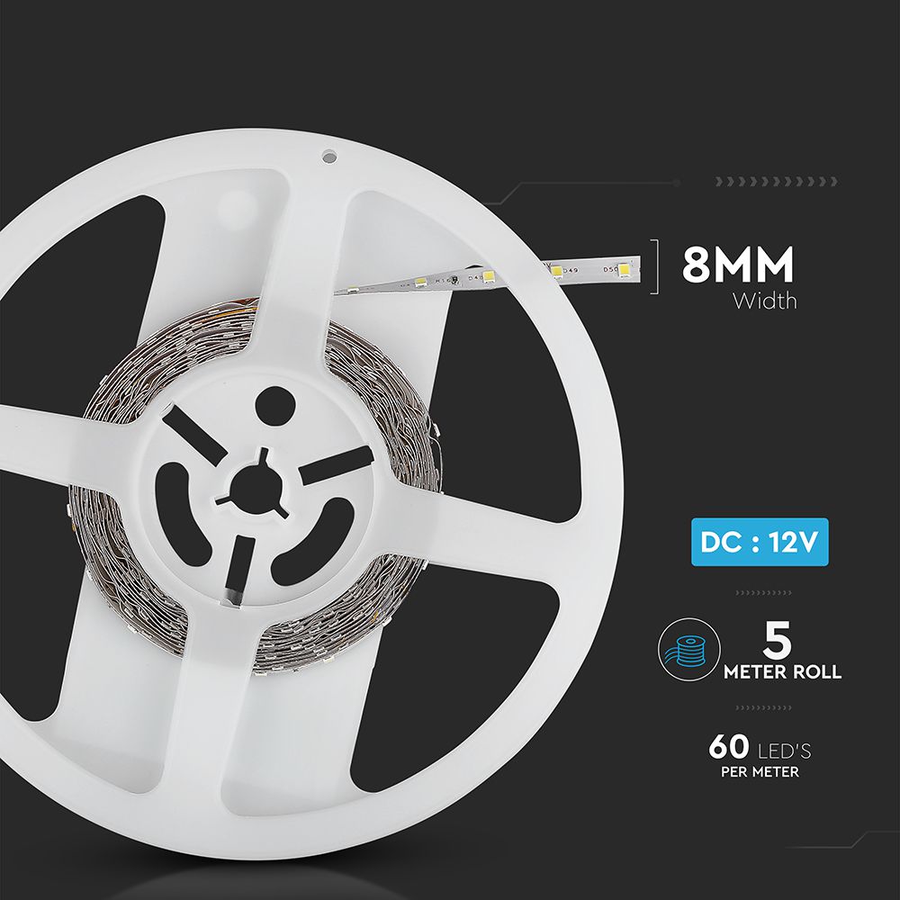 Strip LED SMD3528 3,2W/m 5m 60 LED/m Giallo 12V IP20 8mm img 5