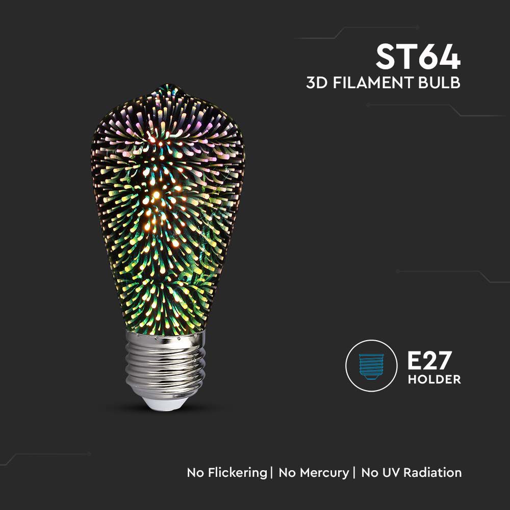 LED - 3W Filament E27 ST64 3000K 3D