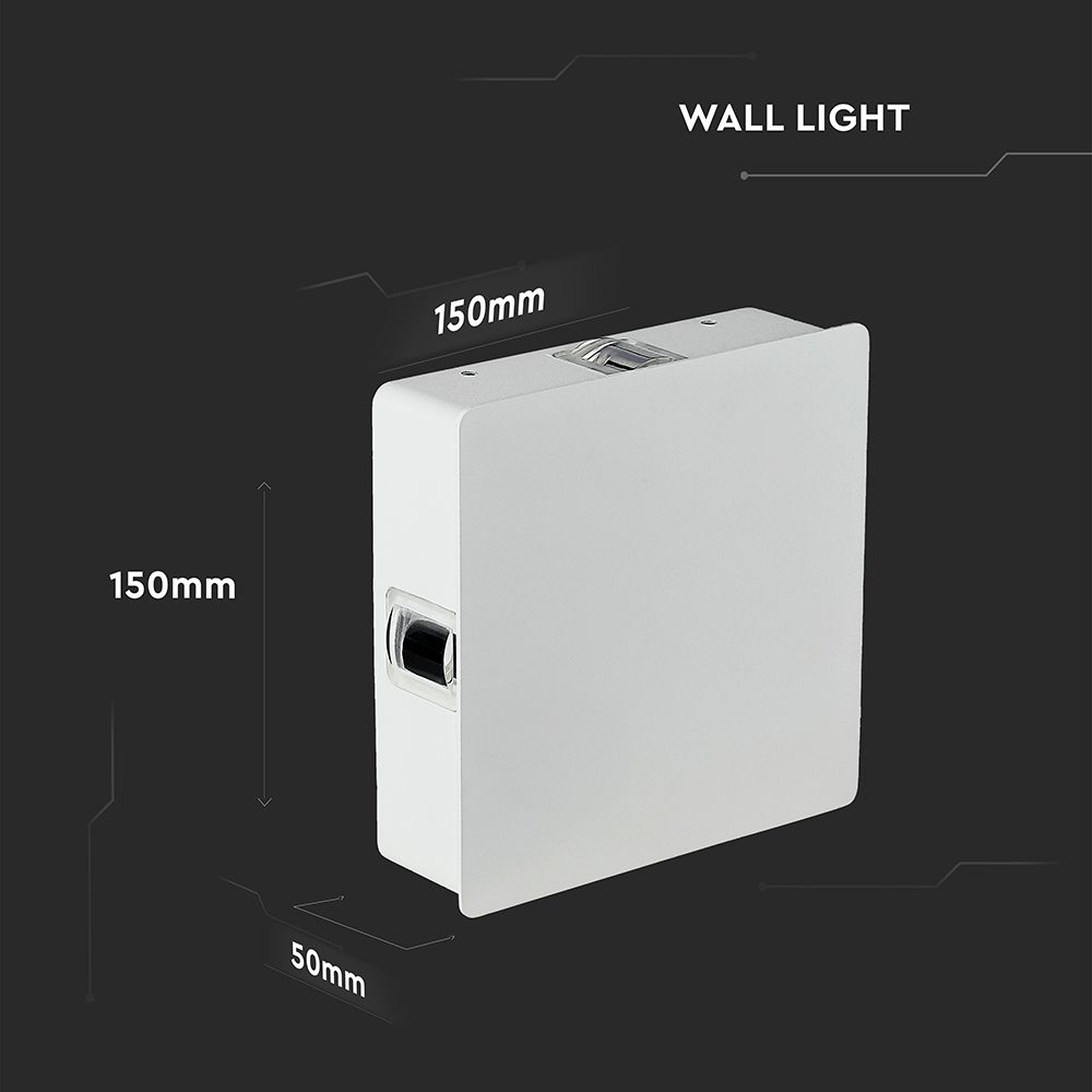 4W LED Wall Light White Square 4000K IP65