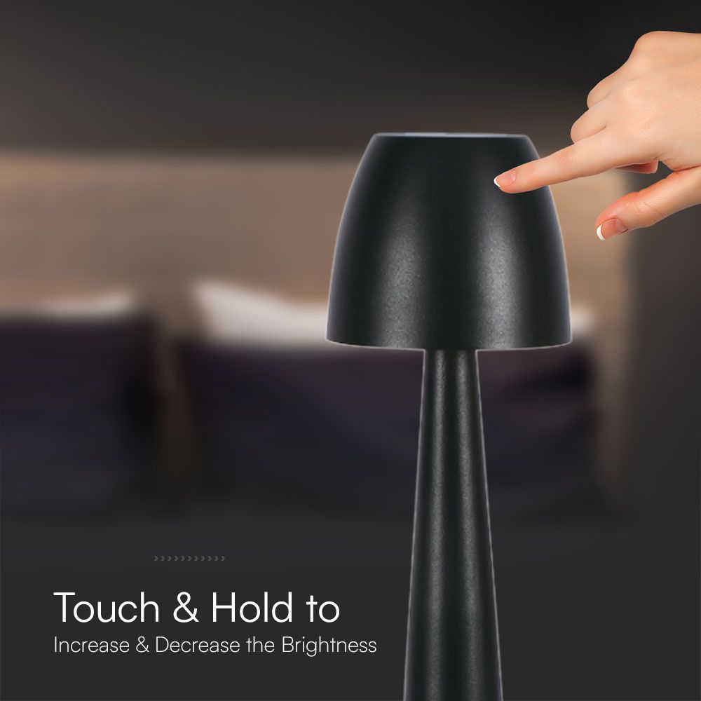 2W LED Table Lamp (80*370) 3in1 Dimmable Black Body img 1