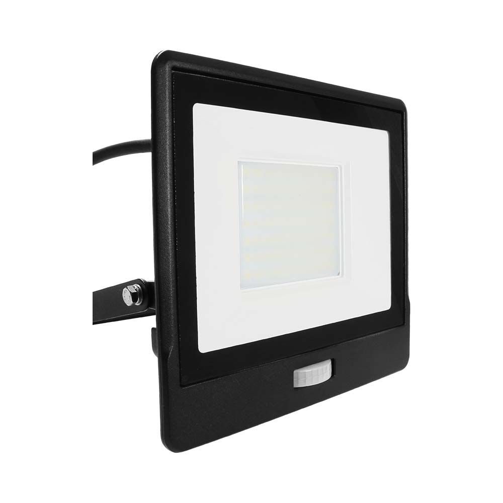 50W LED PIR Sensor Floodlight SAMSUNG CHIP Black Body 6400K 1M Cable