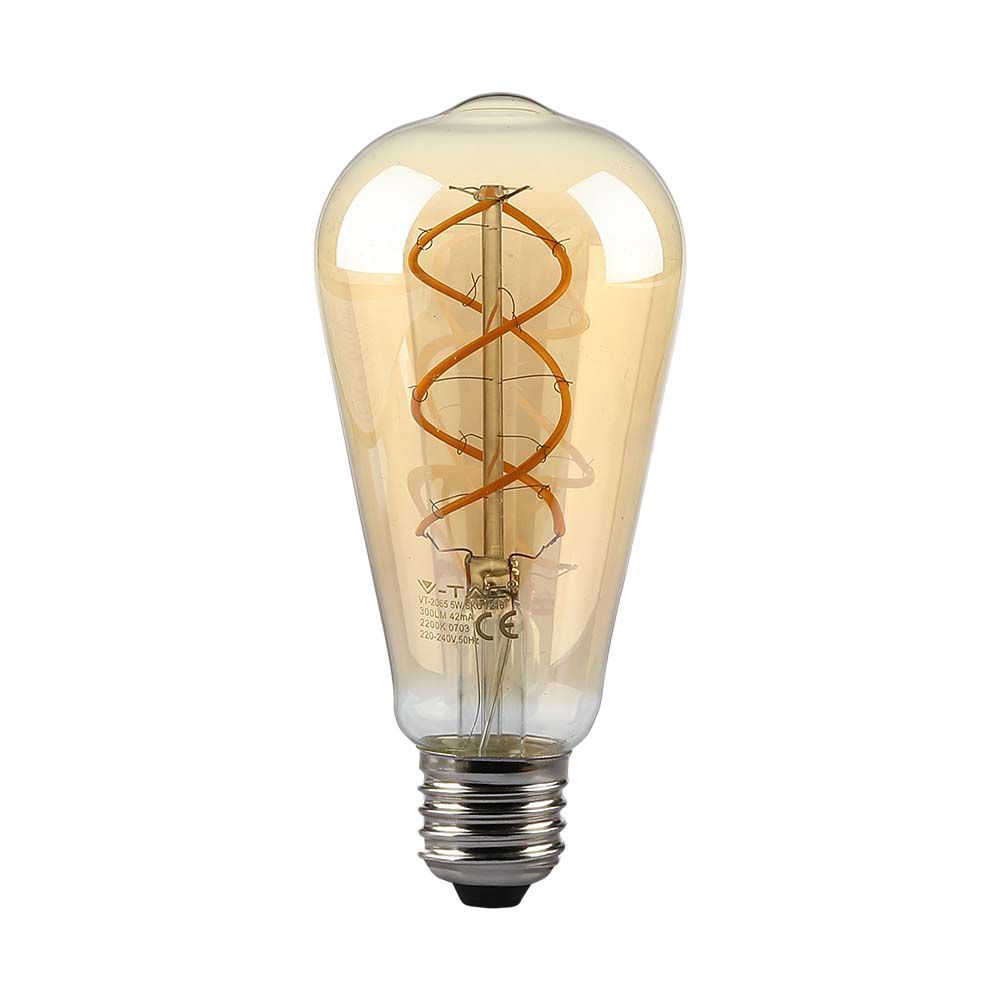 LED - 5W Filament E27 ST64 Amber Cover Curve Shape 1800K