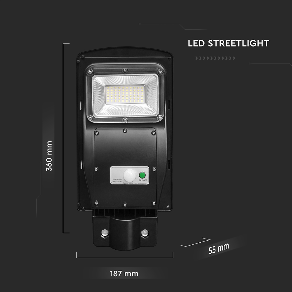 6W LED Plastic Solar Street Light 6000K Black Body