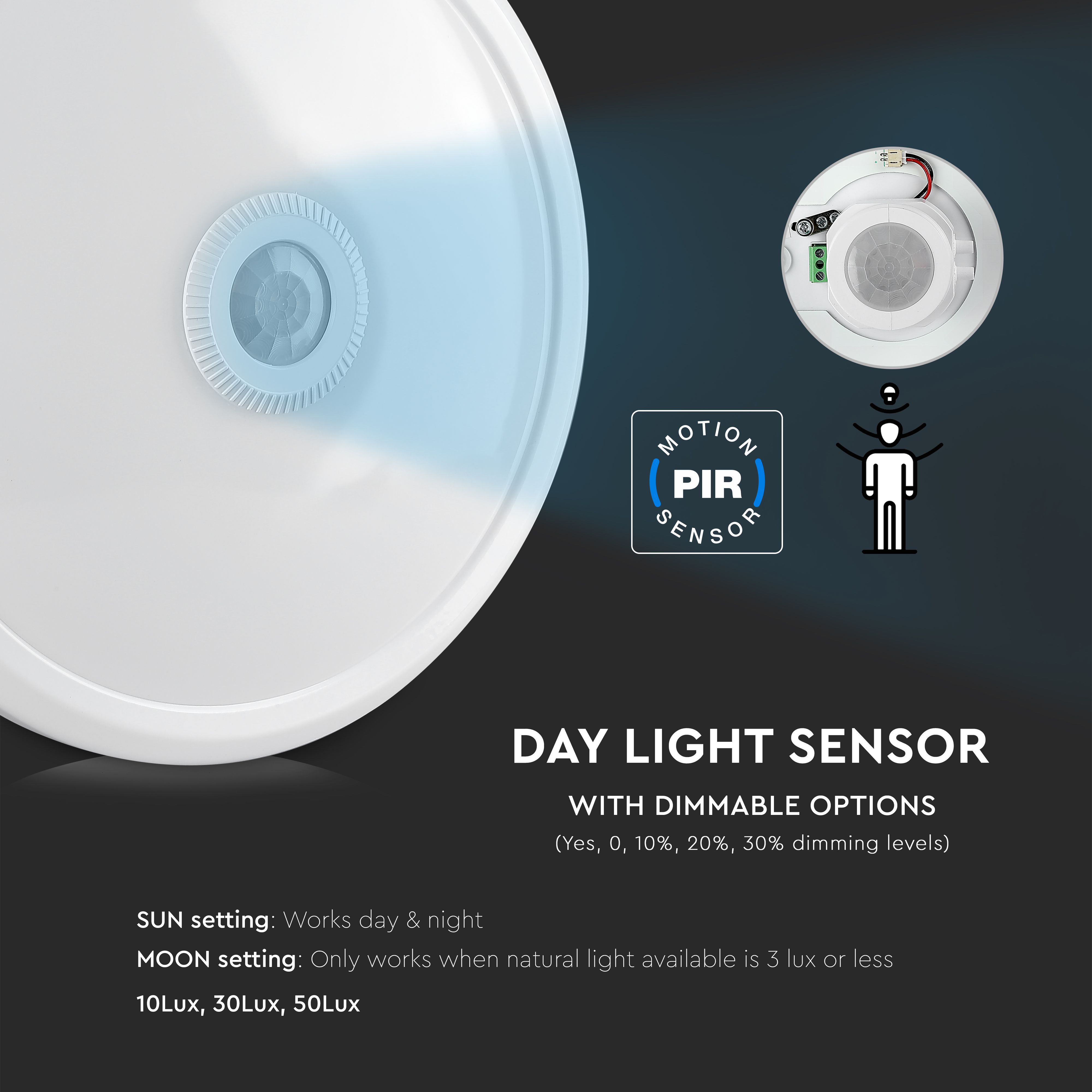 LED Dome Light - SAMSUNG CHIP 12W Sensor 6400K img 2