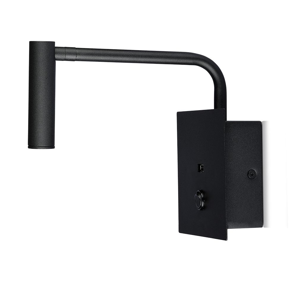 3W LED Hotel Side Light With Switch USB Port Black 3000K