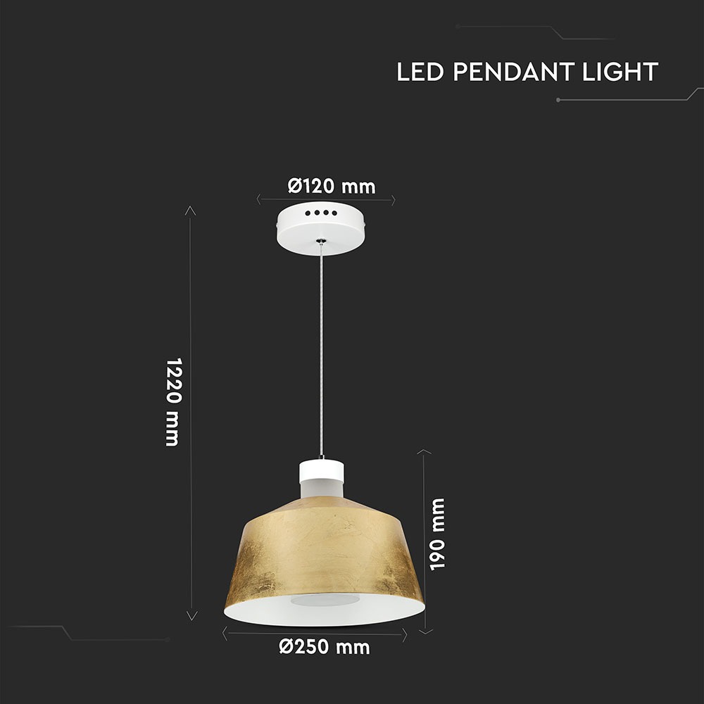 7W LED Lampadario (Acrylico) Gold Lamp Shade 250 Bianco Caldo