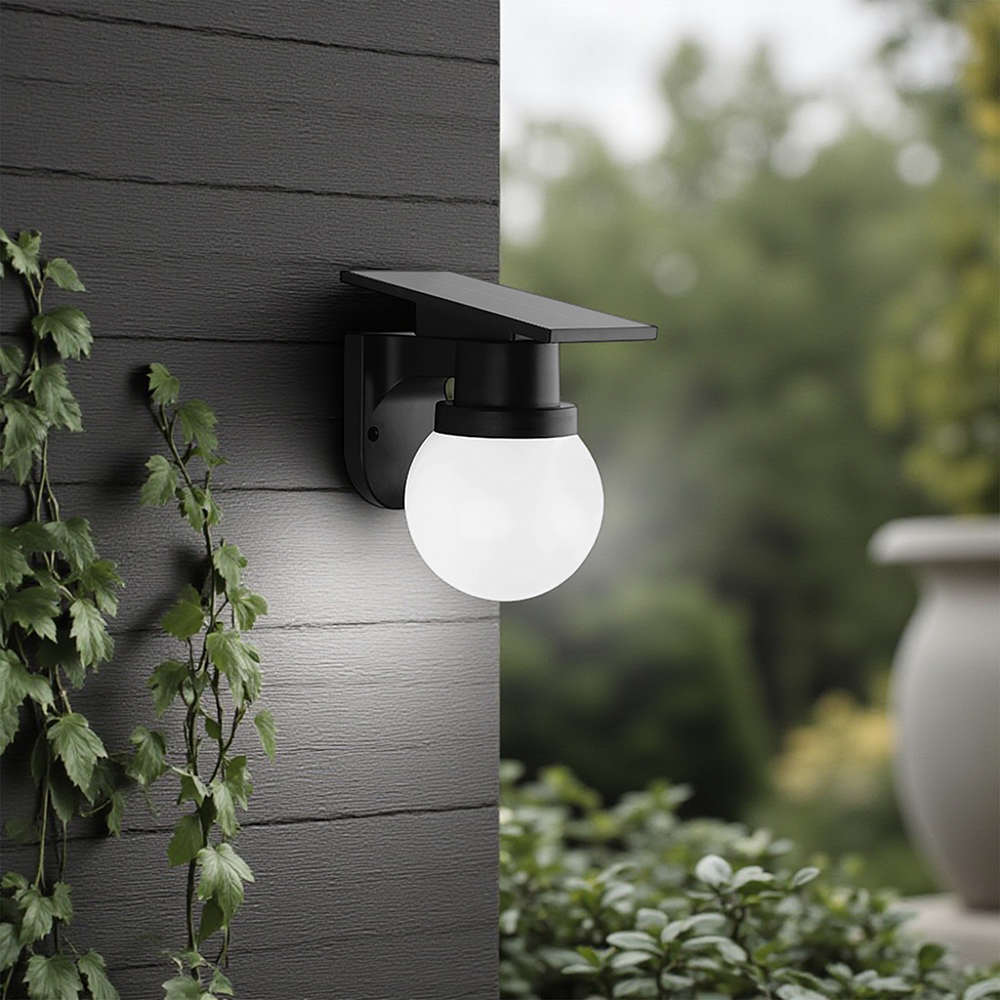 0.9W LED Solar Wall Light 3IN1 Black Body IP54 With Remote Control img 1