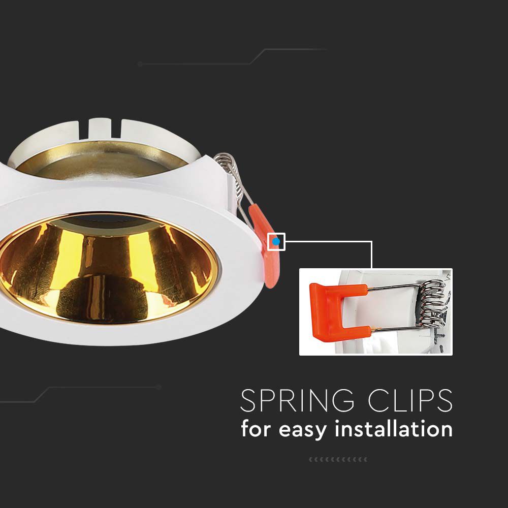 GU10 Fitting Round White Frame + Gold Reflector img 1