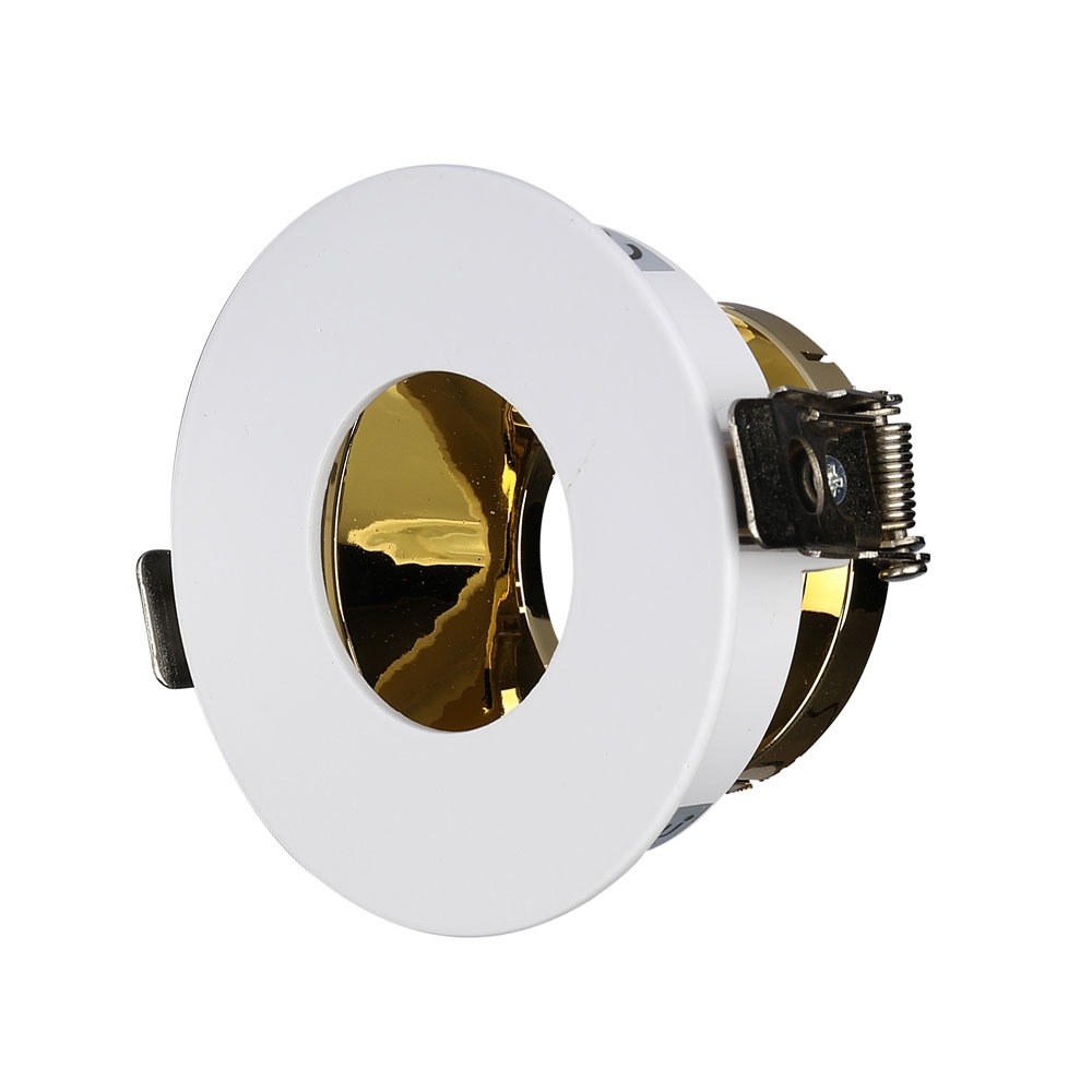 GU10 Fitting Bianco, Gold Rotonda