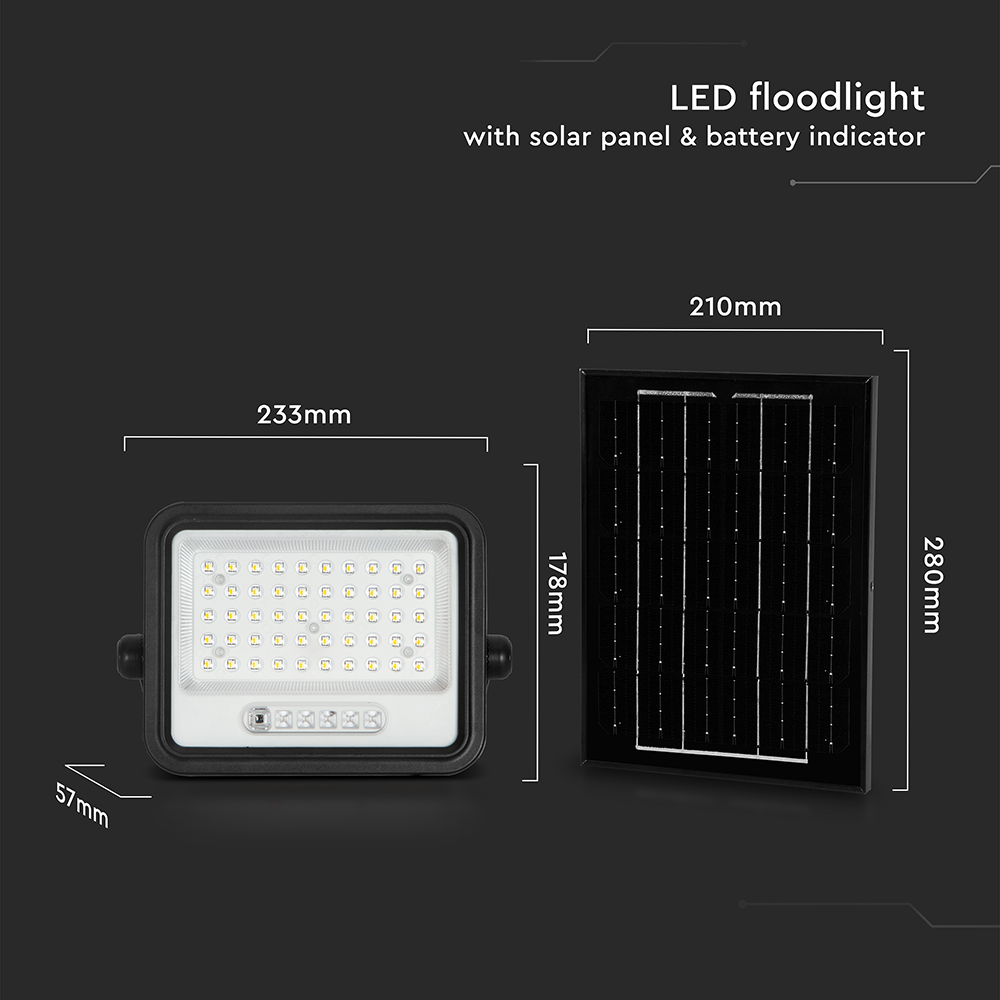 100W LED Solar Floodlight 2000K-8000K Black Body Battery Indicator