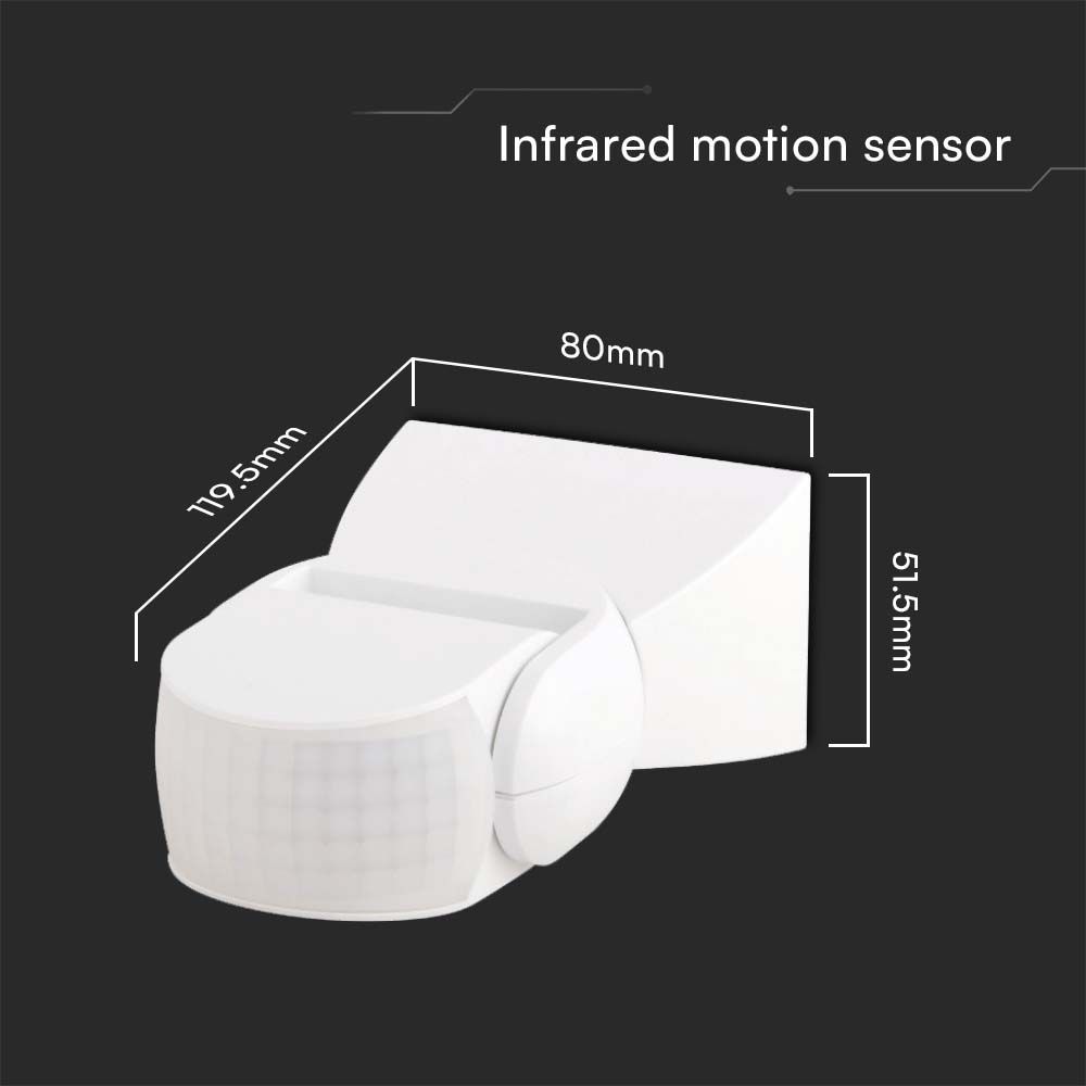300W Infrared Motion Sensor 180'D - White Body IP65
