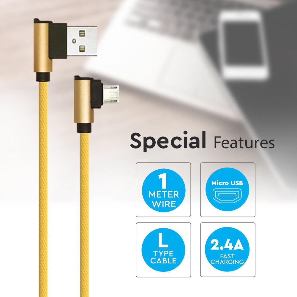 1m. Micro USB Cavo colore oro Diamond Series