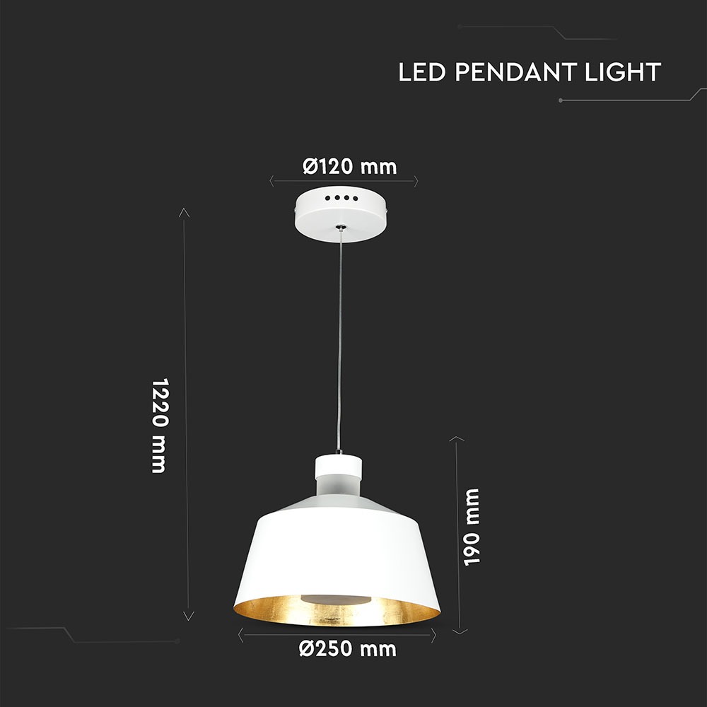 7W LED Lampadario (Acrylico) White Lamp Shade 250 Bianco Caldo