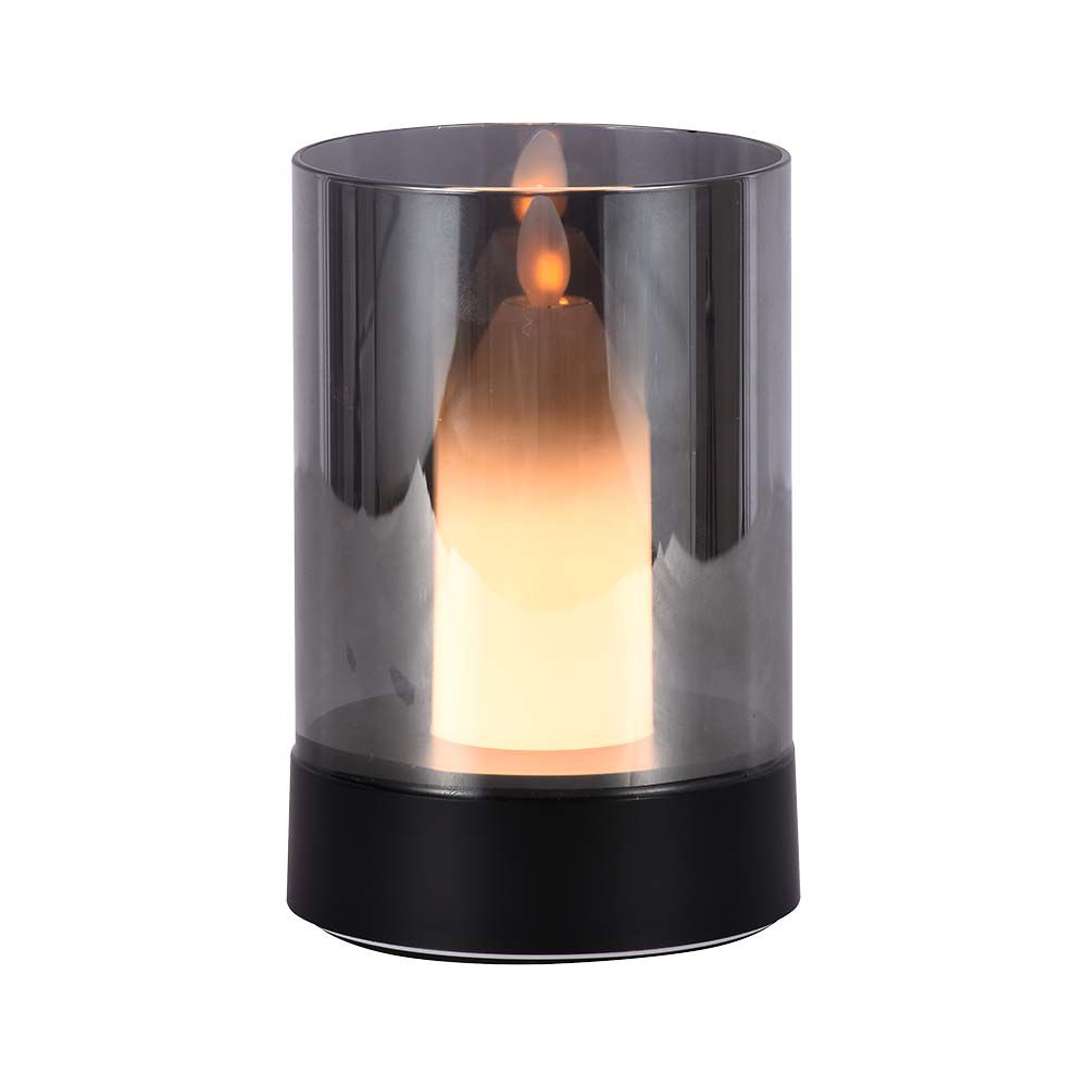 3W LED Candle Table Lamp 3000K Black  Smoky Glass