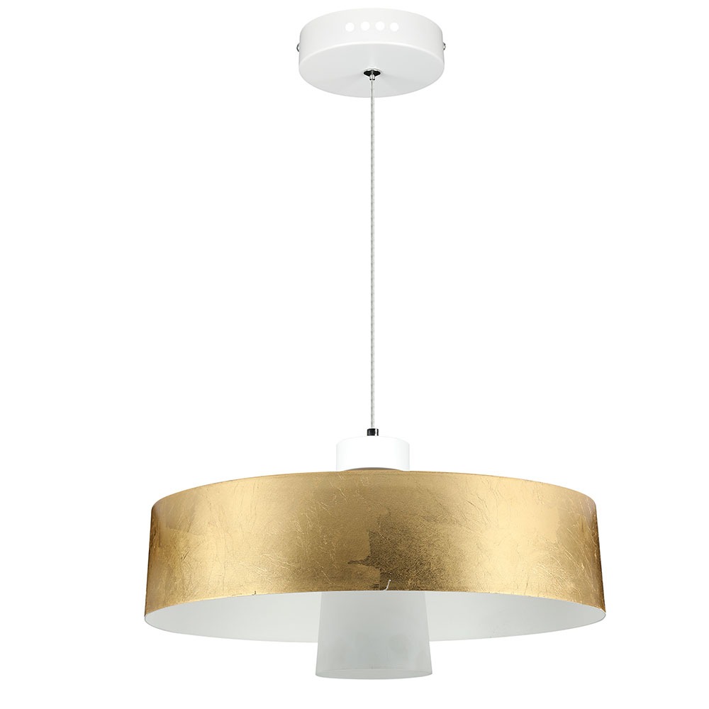 7W LED Lampadario (Acrylico)- Gold Lamp Shade 340 Bianco Caldo