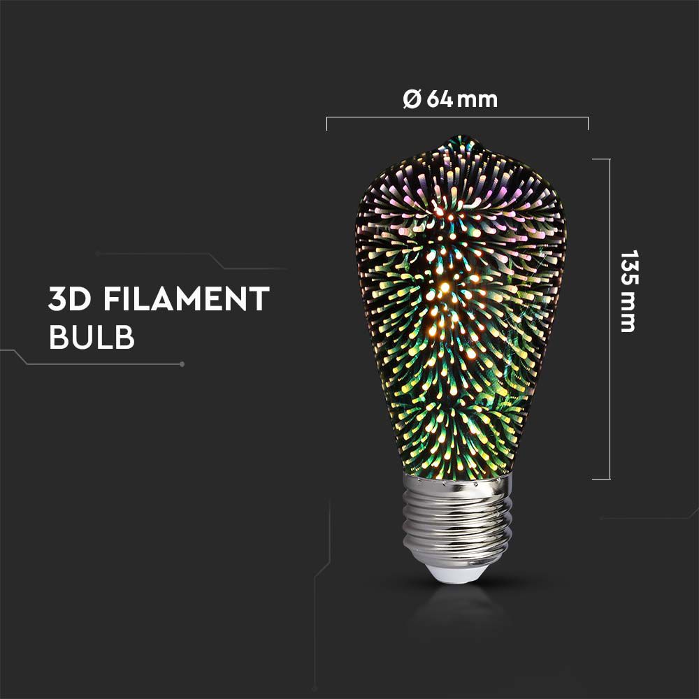 LED - 3W Filament E27 ST64 3000K 3D