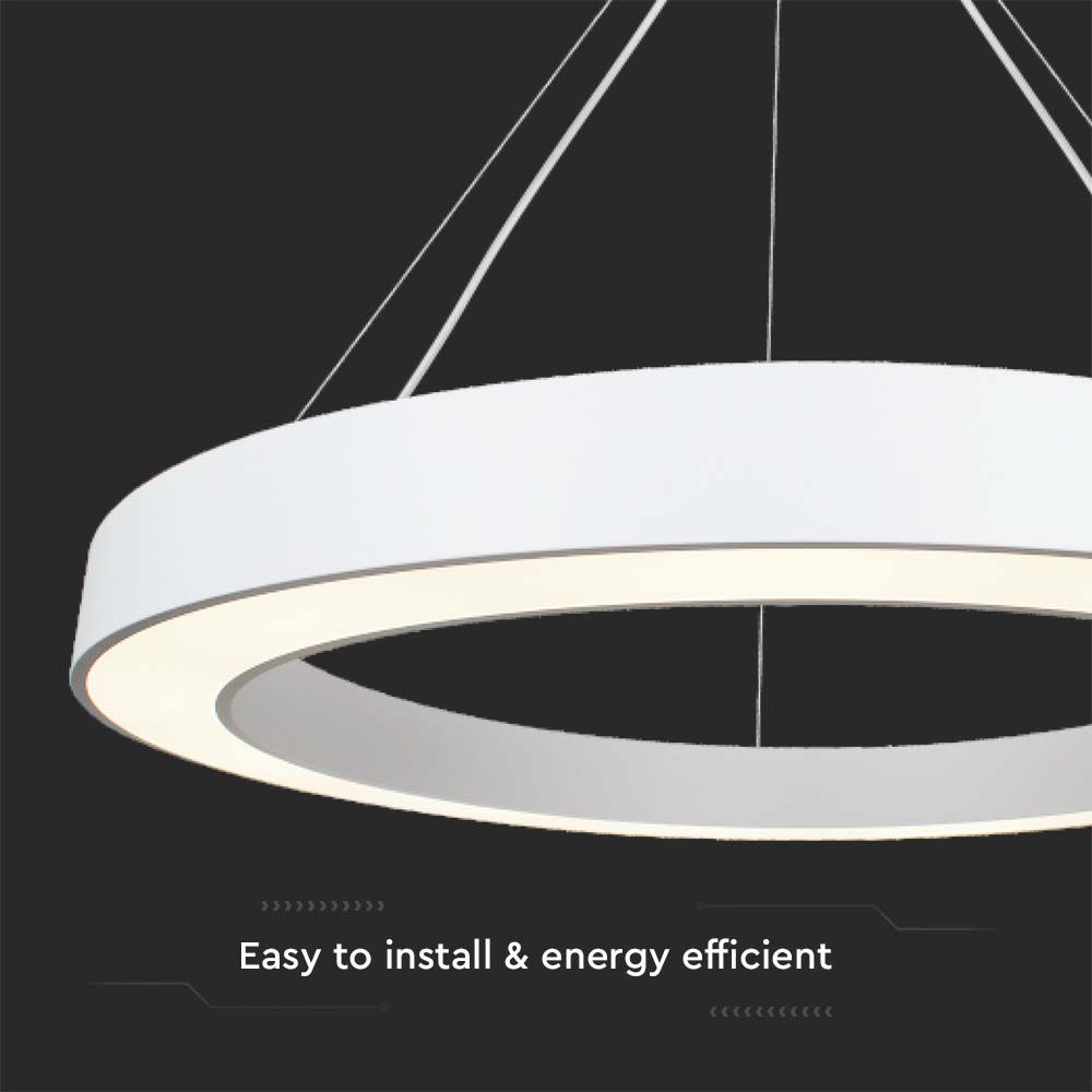 Lampadario LED a Sospensione Circolare Dimmerabile TRIAC in Metallo Colore Bianco 